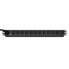 PDU ES2P Básico para Distribución de Energía, Enchufe de Entrada NEMA 5-15P, Con 12 Contactos NEMA 5-20R, Instalación Horizontal de 19in, 1UR, 15 Amp, 120 Vca
