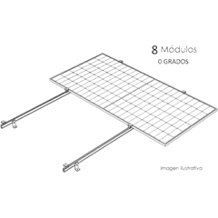 Kit Basel Sistema de Montaje Fotovoltaico Para 8 Módulos a 0° / Velocidad de Viento 170 km/h / Módulo 2.382 m x 1.134 m (7.81 ft x 3.72 ft) / Potencia 645 W
