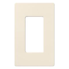 Placa de pared sin tornillos de 1 espacio, acabado satinado color Biscuit, para atenuadores y apagadores con abertura tipo designer de Lutron