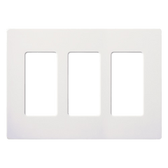 Placa de pared Claro de 3 espacios sin tornillos visibles, color blanco brillante, para atenuadores, apagadores y controles Pico Lutron