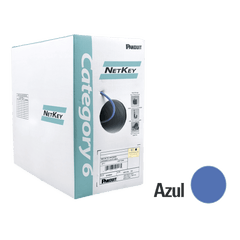 Bobina de Cable UTP 305 Metros (1000 Pies) de Cobre, NetKey, Azul, Categoría 6 (24 AWG), 1000Mbps, Riser (CMR), de 4 Pares