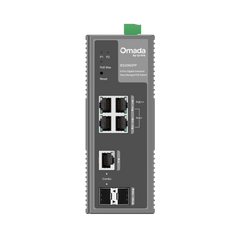 Switch Industrial Easy Managed / 6 Puertos Gigabit (4 PoE) / 120W PoE Budget / IP40 / -40°C a 75°C / 6kV Protección Rayos / Cloud Management Omada / DIN-Rail