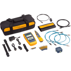 Kit de Comprobador de Cableado, Red y Wi-Fi Ethernet Industrial LinkIQ Duo / Rendimiento hasta 10 Gb/s / Análisis Wi-Fi 6E / Adaptadores M12X M12D M8D / Sonda IntelliTone Pro 200 / PoE Clase 8 90 W / Diagnóstico de Switch y Ping / Gesti&