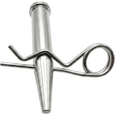 Pasador Cónico + R-clip Set / Compatible con Truss 40x40 cm / Acero de Alta Resistencia Forjado / Galvanizado / Zincado / Largo 92 mm (3.6 in) / Espiga 16 mm (0.6 in) / Cabezal 19 mm (0.7 in)