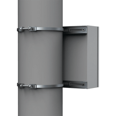 Kit de Fijación para Postes / Enclosure Pole Fixation / Acero Galvanizado / Carga Máxima 900 N / Diámetro Poste 80-250 mm (3.15-9.84 in) / 2 Perfiles + Accesorios / Largo 496 mm