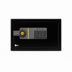 Caja Fuerte Electrónica Residencial / Sistema de Apertura por Código 3-8 Dígitos / Llave de Emergencia / Bloqueo de Seguridad 5 Minutos / Indicadores LED / Alimentación 4 Pilas AA / Garantía 1 Año