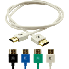 Cable HDMI Ultra Delgado Alta Velocidad con Ethernet | 4K@60Hz (4:4:4) | 18Gbps | Conector HDMI Delgado 16 mm (0.63 in) | Radio de Curvatura 36 mm (1.42 in) | Triple Blindaje | Conectores Chapados en Oro 24K | 0.9 m | Blanco