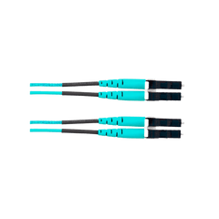 Jumper de Fibra Optica Multimodo 50/125 OM4, LC-LC Duplex, OFNR (Riser), Color Aqua, 25 Metros