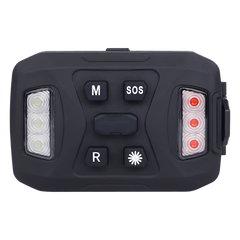 Luz Auxiliar Recargable, 26 LEDs, Rojo/Azul/Blanco, Incluye Clip y Base Magnética