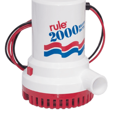 Bomba de Achique Sumergible Rule 10 / 2,000 GPH / 12V CD / Motor de Alta Eficiencia / Ejes de Acero Inoxidable / Protección Térmica TCO / Certificación CE e ISO 8849
