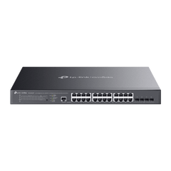 Switch L2+ Gestionado Omada / 24 Puertos Gigabit RJ45 + 4 Puertos 10G SFP+ / 16 Puertos PoE+ (30W) + 8 Puertos PoE++ (90W) / 128 Gbps Capacidad / 95.23 Mpps Forwarding / 500W PoE Budget / SDN Cloud Management