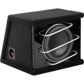 Subwoofer con Carcasa para Coche / 10″ / 750 W RMS / Impedancia 3 Ω / Carcasa Sellada Orientada hacia Atrás / Rejillas con Barras de Aluminio / Terminal de Conexión de 5 Vías / ProWedge W7AE