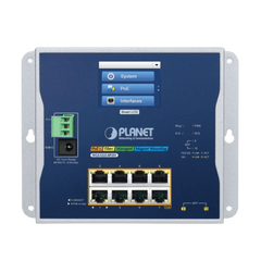 Switch Industrial Flat-Type 8 Puertos Gigabit C/PoE 802.3at, 2 Puertos SFP, LCD