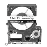 Casete de Etiquetas de Poliolefina de Cinta Continua, Color Negro Sobre Blanco, Uso Interior/Exterior, 5.82 mm de Ancho x 7 Metros (22.97 Pies) de Largo