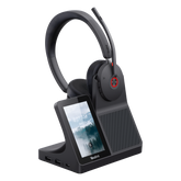 Auriculares estéreo Yealink WH68 para estaciones de trabajo edición MS/ Pantalla táctil de 4" Base DECT y auriculares con Bluetooth integrado/ Cancelación activa de ruido/ Triple conexión/ Hub USB