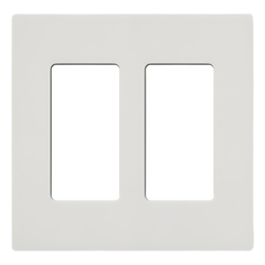 Placa de pared de 2 espacios sin tornillos visibles en acabado Snow satinado, compatible con atenuadores e interruptores Lutron Maestro, Diva, Claro y controles Pico