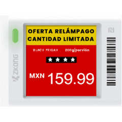 Etiqueta Electrónica de Estantería ESL 1.5" / Pantalla EPD Gráfica Matriz de Puntos 152x152 píxeles / 4 Colores (Negro Blanco Rojo Amarillo) / BLE 5.0 con Encriptación AES-128 / Autonomía 3 Años con 4