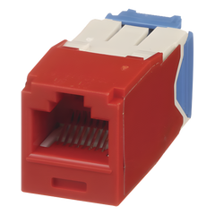 Conector Jack RJ45 Estilo TG, Mini-Com, Categoría 6A, de 8 Posiciones y 8 Cables, Color Rojo