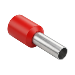 Conector Ferrule | 18AWG | 1.0 mm² | Conductor Latón Estañado | Aislamiento PVC Rojo | 25 Piezas por Bolsa