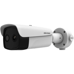 (HIKMICRO) Bala IP Bi-Espectral / Térmica (384 X 288 / 9.7 mm) / Óptico (4 MP / 6.4 mm) / IA GUANLAN / Rango: -20°C a 150°C / 8°C Tolerancia / Detección de Fuego y Humo / Alarma Visual y Audible / Dual Light / PoE / Antico