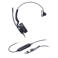 Auriculares Yealink UH44 Mono con cancelación de ruido por IA para Microsoft Teams, USB-C/A e indicador de ocupado