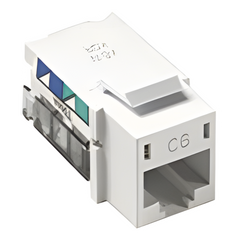 Jack RJ45 categoría 6 de 8 conductores para voz y datos, inserto a presión para el frame Claro de 6 puertos, color blanco
