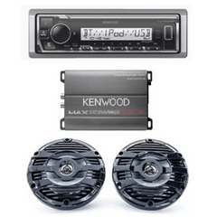 Kit de estéreo con Bluetooth KMR-M332BT | Amplificador KAC-M1814 | más Par de bocinas KFC-1653MRB