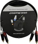 Cable 2 RCA x 2 RCA, conectores negros, con diferenciador de blanco y rojo (2x MT380-RD - 2x MT380-WH), length 3m