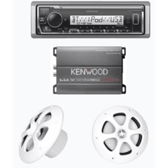 Kit de estereo con Bluetooth KMR-M332BT | Amplificador KAC-M1814 | mas Par de bocinas KFC-1613MRW