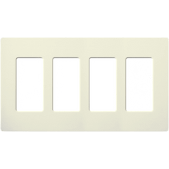 Placa de pared Satin Colors de 4 espacios sin tornillos visibles, color biscuit, para atenuadores, switches y controles Pico