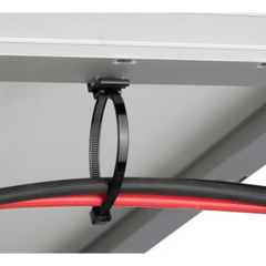 Cincho de Nylon 6.6 Solar Clip, 188mm largo x 14mm ancho, Color Negro, Exterior Resistente a Rayos UV, Paquete de 100pz