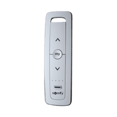 Control remoto 5 canales para motores de persiana Somfy con señal inalámbrica, instrucciones: sube, baja y detener, con posición favorita programada.