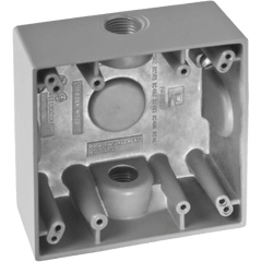 Caja Cuadra de 3/4" a Prueba de Intemperie/ Cuenta con 2 salidas / Con Orejas para Montaje.