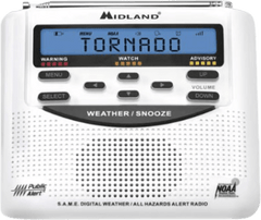 Radio de Alerta Meteorológica WR120, 7 Canales NOAA / Environment Canada, Alerta Sirena 90 dB, Tecnología S.A.M.E., Respaldo de Batería, Certificado Public Alert, Reloj Alarma