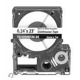 Casete de Etiquetas de Poliolefina de Cinta Continua, Color Negro Sobre Blanco, Uso Interior/Exterior, 5.82 mm de Ancho x 7 Metros de Largo