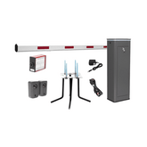 Kit COMPLETO Barrera Izquierda XBF Con Corona LED / Brazo de 3M / Incluye Sensor de Masa, Transformador, Lazo Magnético, Ancla, Fotoceldas y 2 Controles Inalámbricos