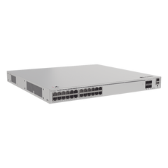 Switch de Distribución/Core Gigabit Administrable PoE Capa 3 / 24 puertos 1000/2.5Gbps (PoE) / 4 Puertos 10GE SFP+ Uplink / ERPS / Rutas Estáticas / iStack / PoE Perpetuo / 400W / Administración Nube Gratis