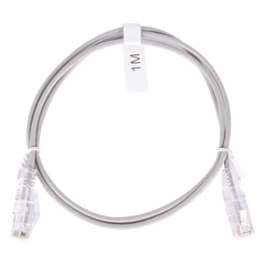Cable de Parcheo Slim UTP Cat6 - 1 Metro (3.28 Pies), Gris, Diámetro Reducido (28 AWG)