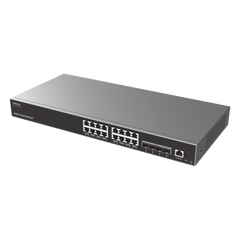 Switch Capa 3 PoE+ Administrable / 16 puertos 10/100/1000 Mbps + 4 Puertos SFP+ de 10 Gigabits / Hasta 240W / Compatible con GWN Cloud.