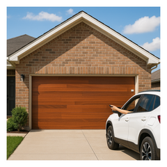 Puerta de Garage de Alta Calidad / Estilo Americano / Acabado Laminado PREMIUM / Color Madera Clara / 12x7 Pies.