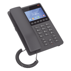 Teléfono IP WiFi Hotelero con pantalla LCD a color, 2 líneas SIP con 2 cuentas, codec Opus, IPV4/IPV6, color negro, con gestión en la nube GDMS
