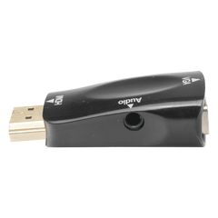 Adaptador (Convertidor) HDMI a VGA / HDMI Macho a VGA Hembra / Resolución 1920x1080 @ 60Hz / Adaptador de Audio de 3.5 mm / Chapado en Níquel
