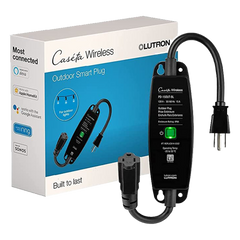 Enchufe inteligente para exteriores de 120 V y 15 A para iluminación y motores de 1/2 HP, con control Pico directo o app y geovallado mediante Smart Bridge, Caseta Wireless