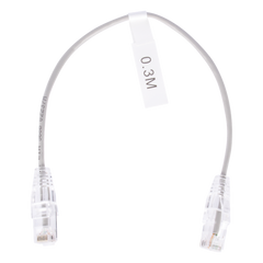 Cable de Parcheo Slim UTP Cat6 - 30 cm (11.81 Pulgadas) Gris Diámetro Reducido (28 AWG)