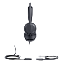 Diadema Analógica Alámbrica YHS36 E2 Dual de Yealink Over-the-Head con Micrófono Antiruido Conexión QD a RJ9 y Protección Auditiva ActiveProtection