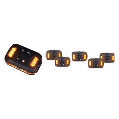 Luz Auxiliar Recargable, 26 LEDs, Rojo/Azul/Blanco, Incluye Clip y Base Magnética