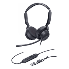 Auriculares Yealink UH42 Dual con cancelación de ruido para Microsoft Teams, USB-C/A e indicador de ocupado