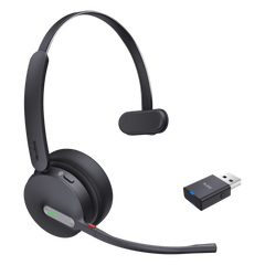 Auriculares híbridos mono Yealink WH64 edición MS/ Adaptador DECT y auriculares con Bluetooth integrado/ Cancelación de ruido con 3 micrófonos/ Alcance inalámbrico de 150 m