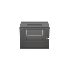 Gabinete PanZone de Montaje en Pared, de 19in, Puerta con Ventana de Seguridad, 9 UR, 635mm de Profundidad, Color Negro