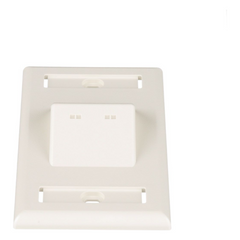 Placa de Pared Vertical Clásica, Salida Para 2 Puertos Mini-Com Inclinados, Con Espacios Para Etiquetas, Color Blanco Mate